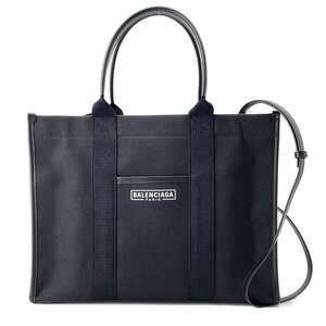 Balenciaga Tote Bag Logo Canvas Black